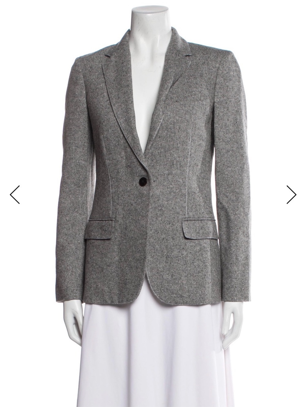 Theory Gray Tailored Single-Button Wool Blazer
